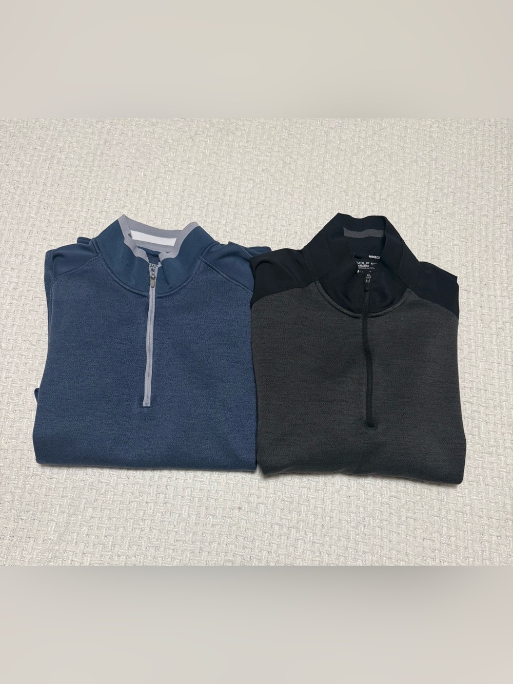 Nike Golf Tour Performance Dri-Fit 1/4 Zip Pullover, set of two- blue and black.